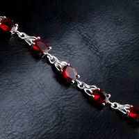 Unified Jewellery Premium Red Oval Crystal Tennis Bracelet Women Lobster 1825
