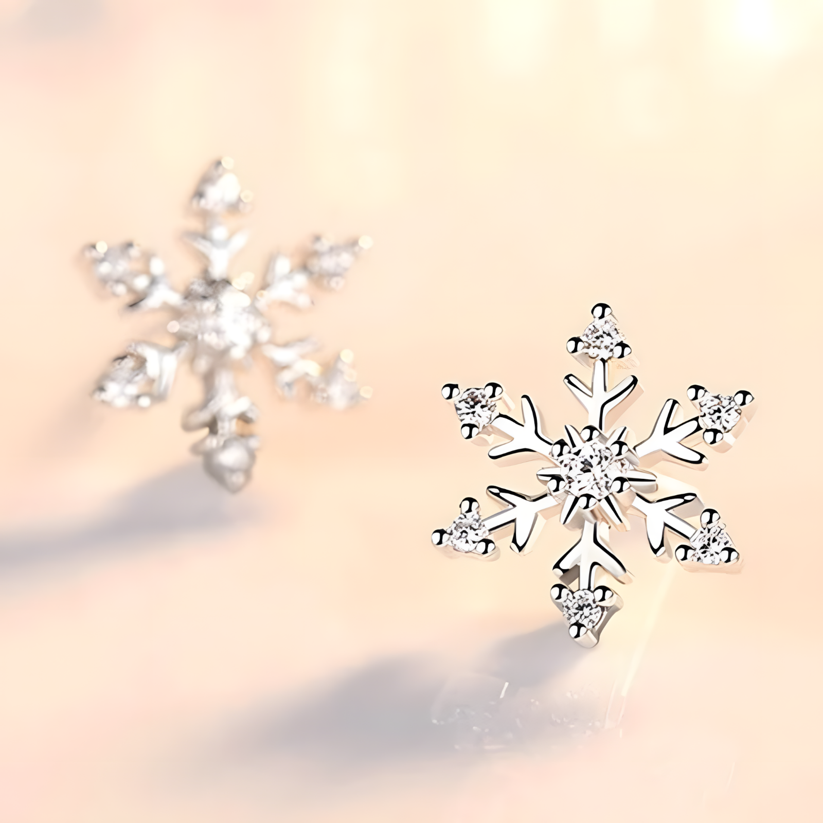 Women's Snow Flake Stud Earrings 925 Sterling Silver Plated Cubic Zirconia 465