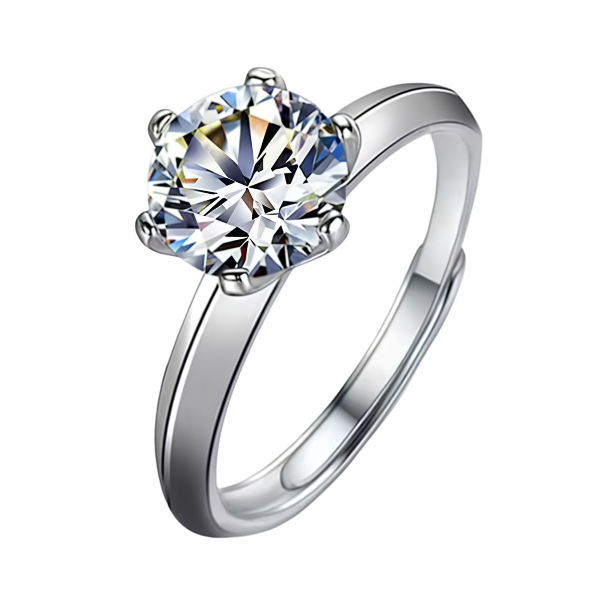 Elegant Adjustable Solitaire Ring, Round Brilliant Zircon Statement Promise 1615