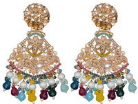 Elegant Bollywood Inspired Gold Kundan Earrings - Traditional Indian Jewelry 200