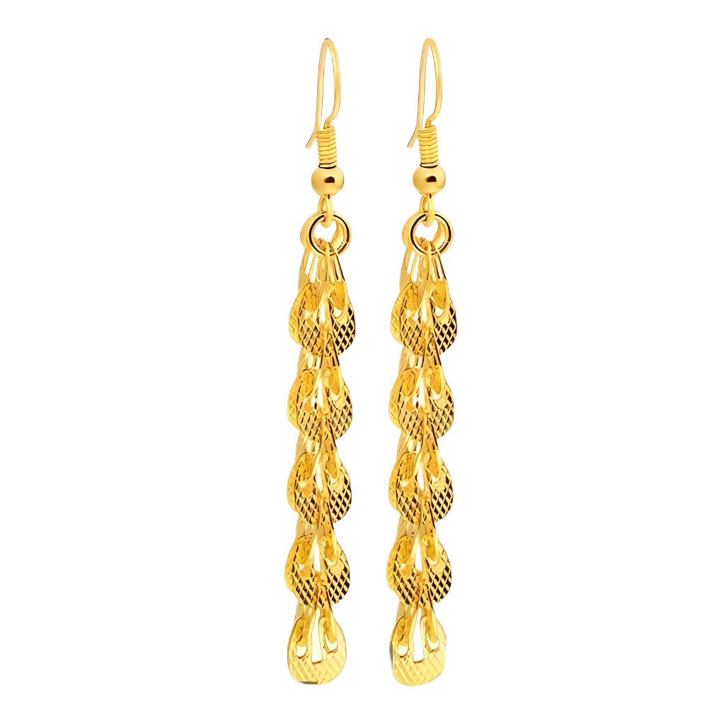 Elegant Dangle Earrings 24k Gold Plated Phoenix Tail Chain Design Engagement 121