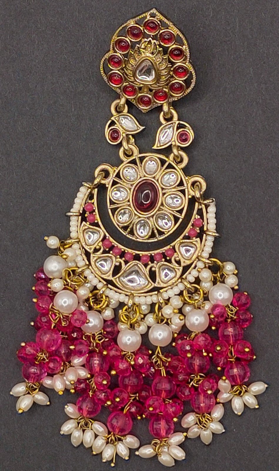 Elegant Bollywood Inspired Gold Kundan Earrings - Traditional Indian Jewelry 206