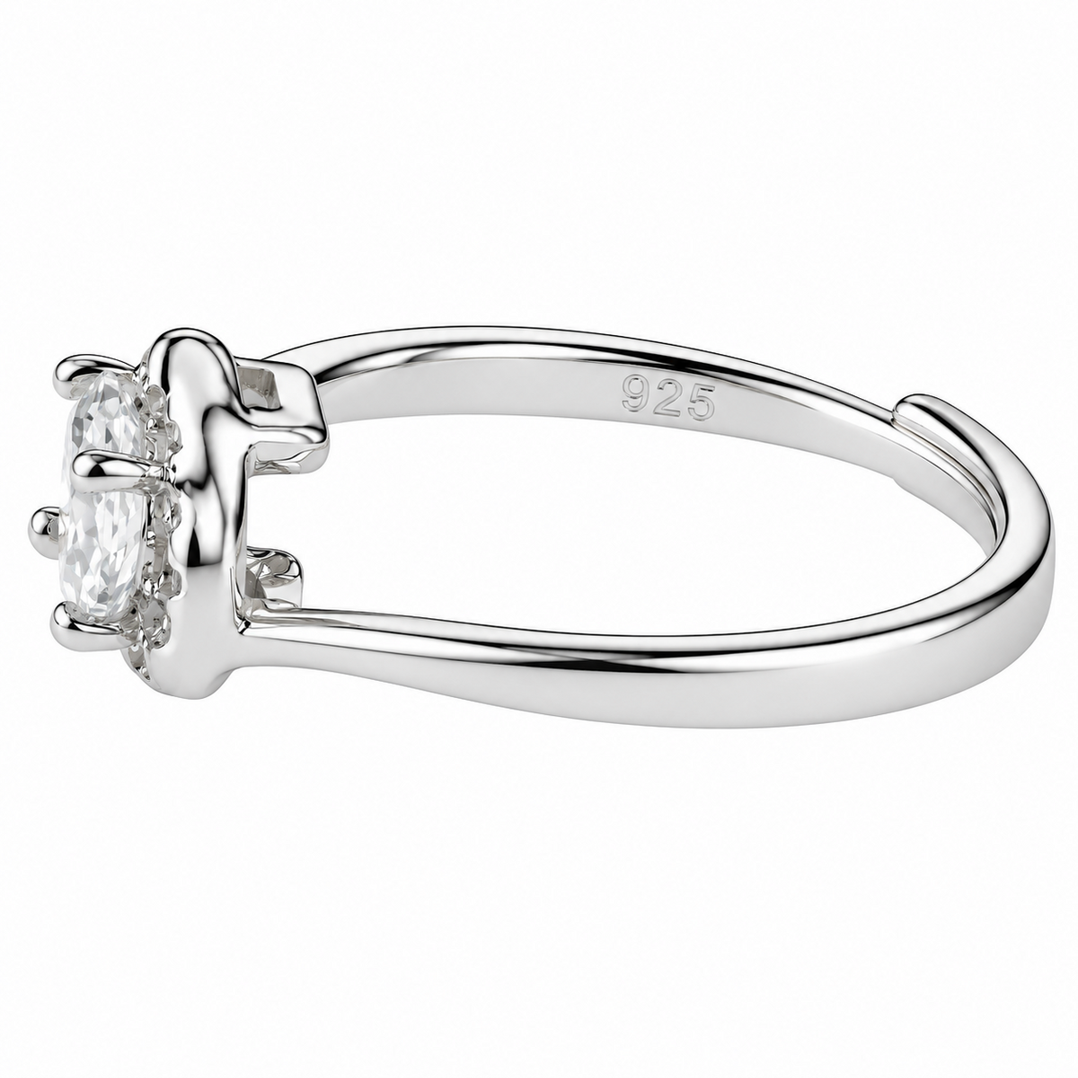 Luxury Round Brilliant Cut Zirconia Halo Ring Adjustable Engagement Wedding 1647