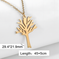 Tree of Life Silhouette Gold Pendant Necklace –Stainless Steel 45+5cm Chain 1086