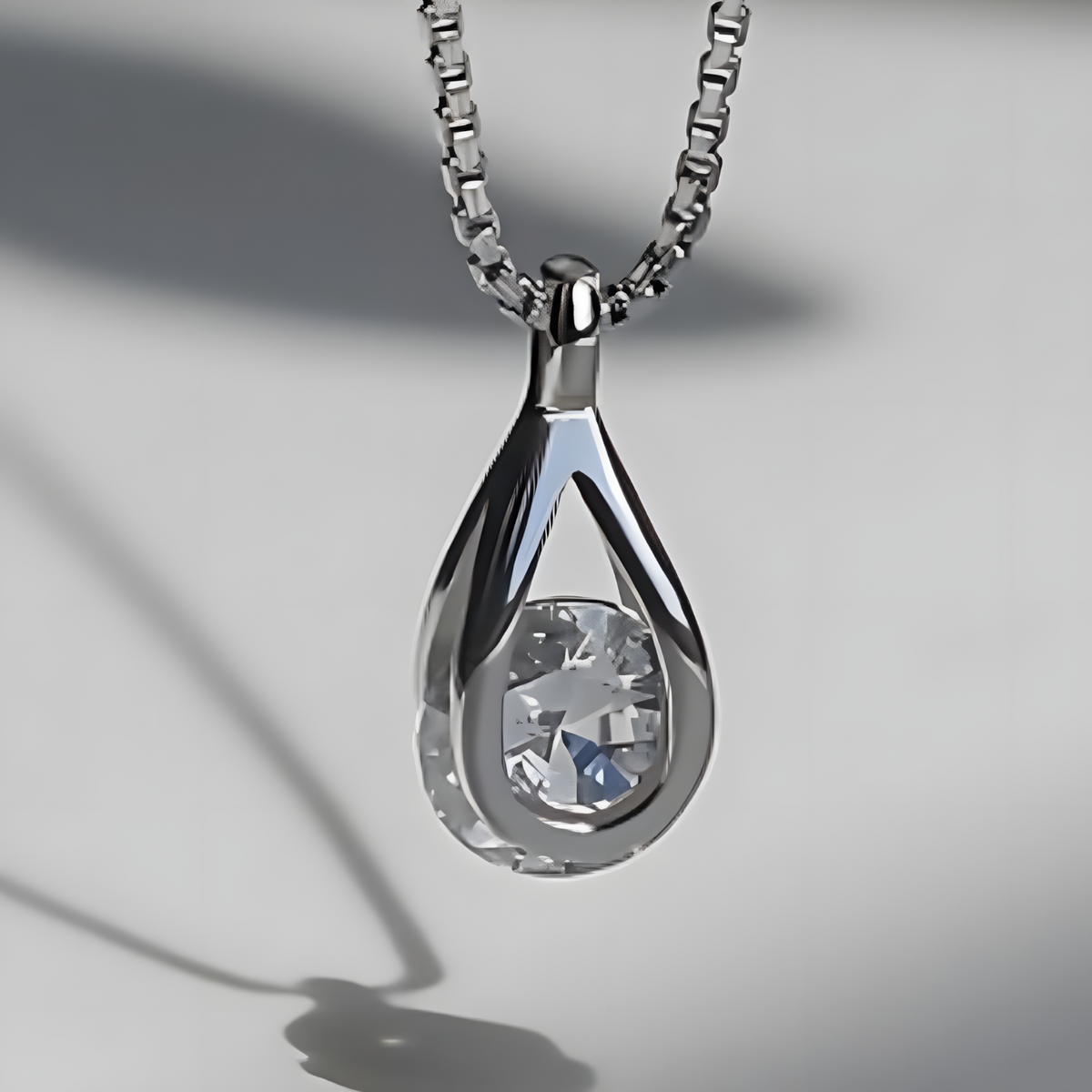 Silver-Tone Water Drop Zircon Necklace for Women – Elegant Crystal Pendant 823