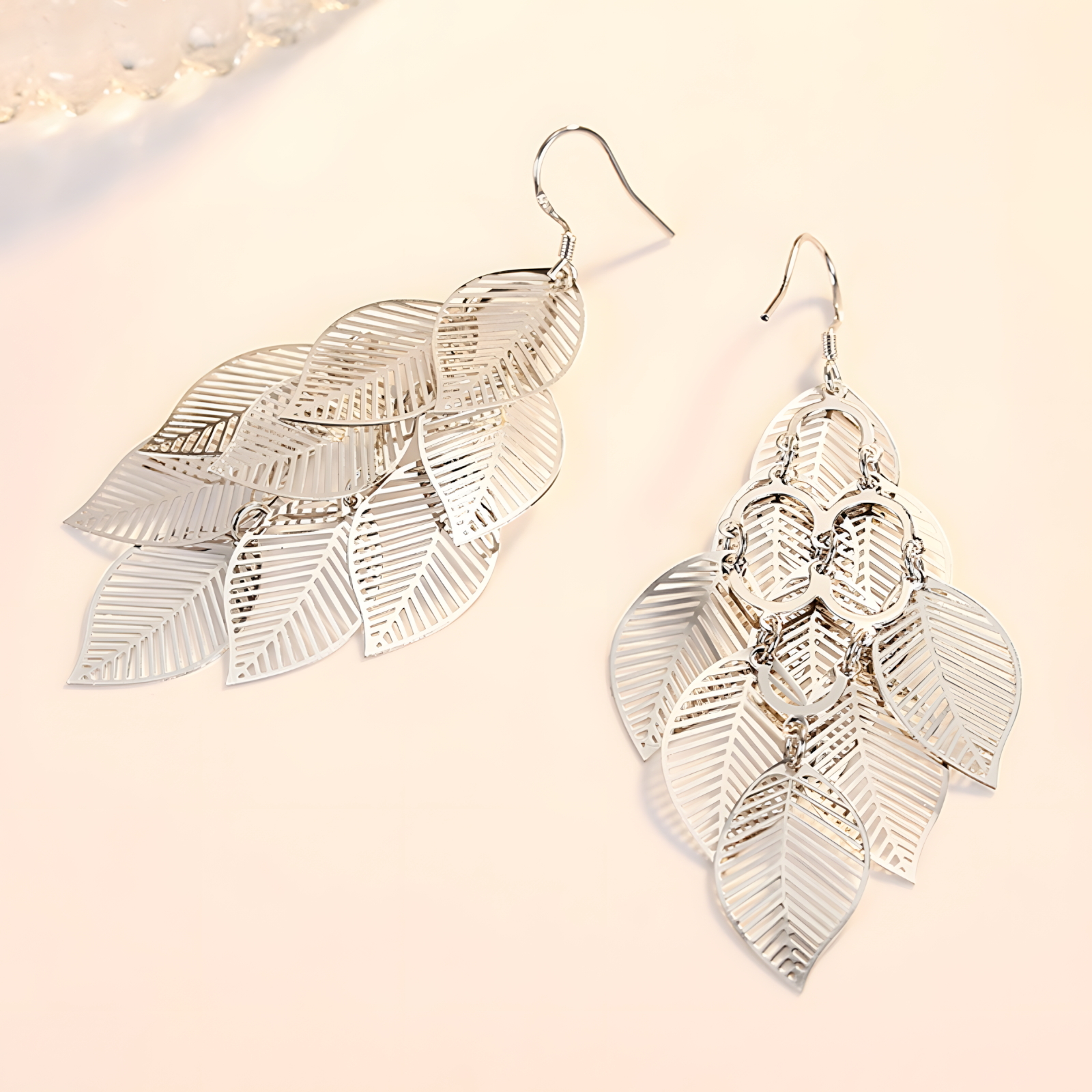 Unified Jewellery Silver Tone Multi Layer Leaf Drop Earrings Women – Trendy 1062
