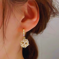 Elegant Zirconia and Faux Pearl Pendant Earrings for Teen Girls, Exquisite 111