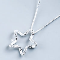 Sterling Silver Star Necklace for Women -Real 925 Box Chain Pendant with AAA 281