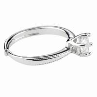 Women Zircon Engagement Ring Round Brilliant Solitaire Adjustable Wedding 1664