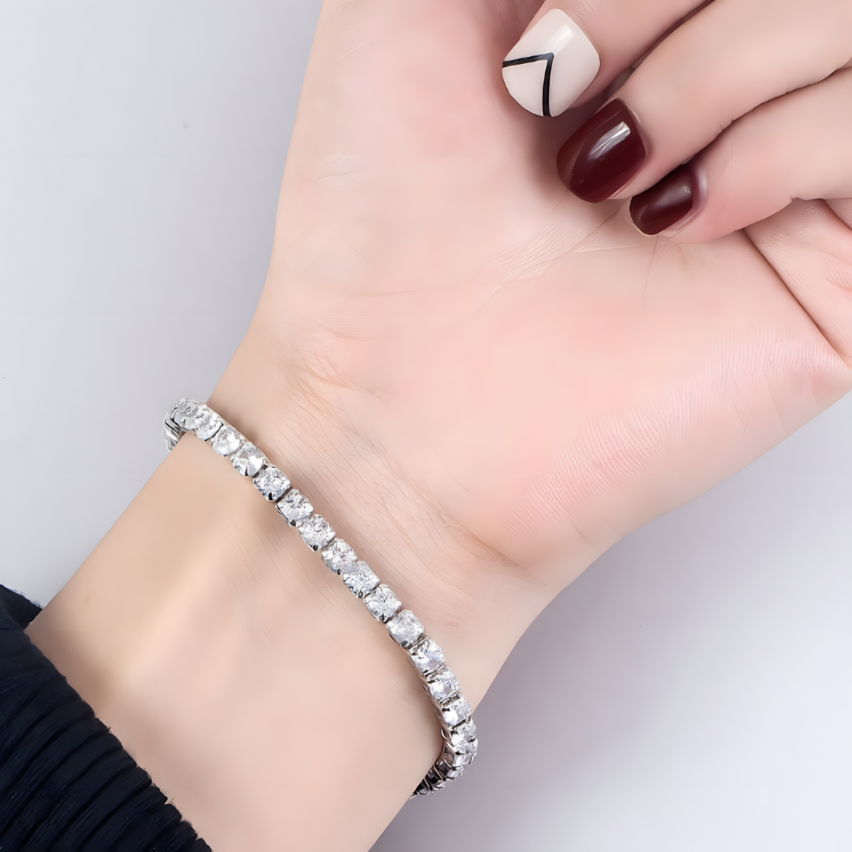 925 Sterling Silver-Plated Tennis Bracelet Women Sparkling Zircon Chain Link 851
