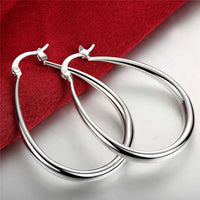 925 Sterling Silvery Double Hoop Earrings For Women - Vintage Boho Style 146