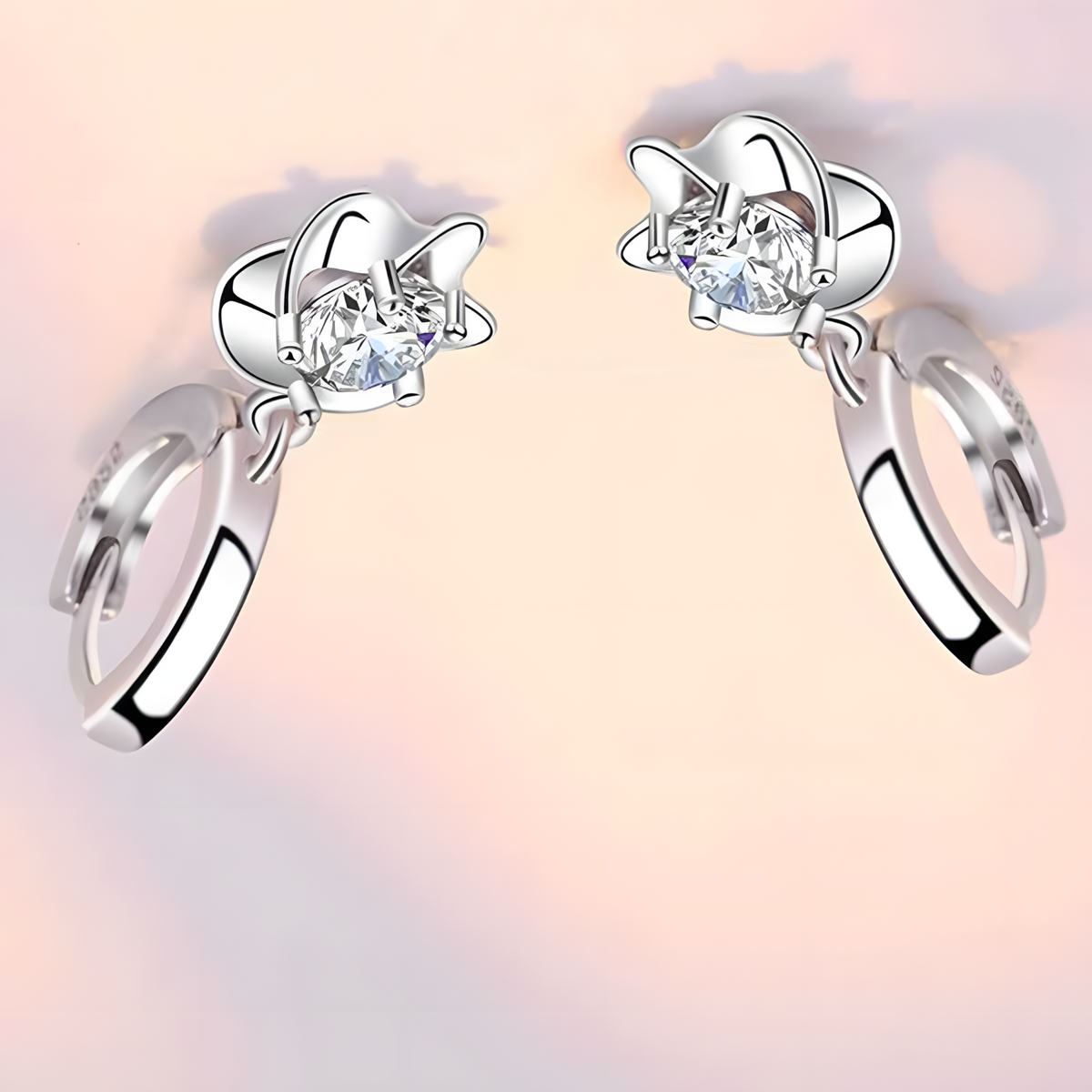 925 Silver-Plated Flower Zircon Hoop Earrings for Women – Trendy Plant-Shape 994