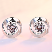 Silver Swirl Stud Earrings Women – Elegant Cubic Zirconia Round Cut Earrings 950