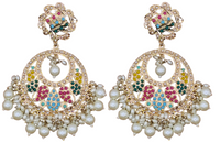 Elegant Bollywood Inspired Gold Kundan Earrings - Traditional Indian Jewelry 241