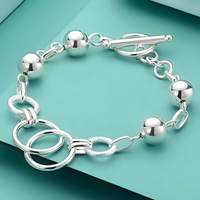 Toggle Bracelet For Women - Circle Link Chain Bracelet With Polished Ball 1782
