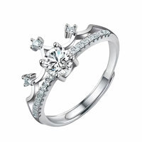 Women's Adjustable Crown Zircon Engagement Ring, Round Brilliant Promise 1637