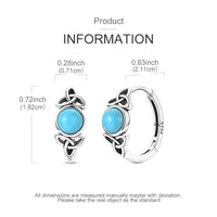 Celtic Knot Hoop Earrings for Women - Blue Turquoise Round Stone, 18.2mm 1802
