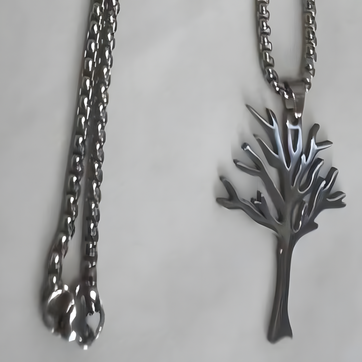Stainless Steel Tree of Life Pendant Necklace - Modern Silver Tone Charm B85