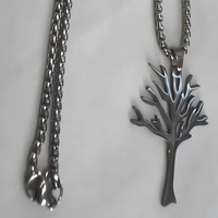 Stainless Steel Tree of Life Pendant Necklace - Modern Silver Tone Charm B85