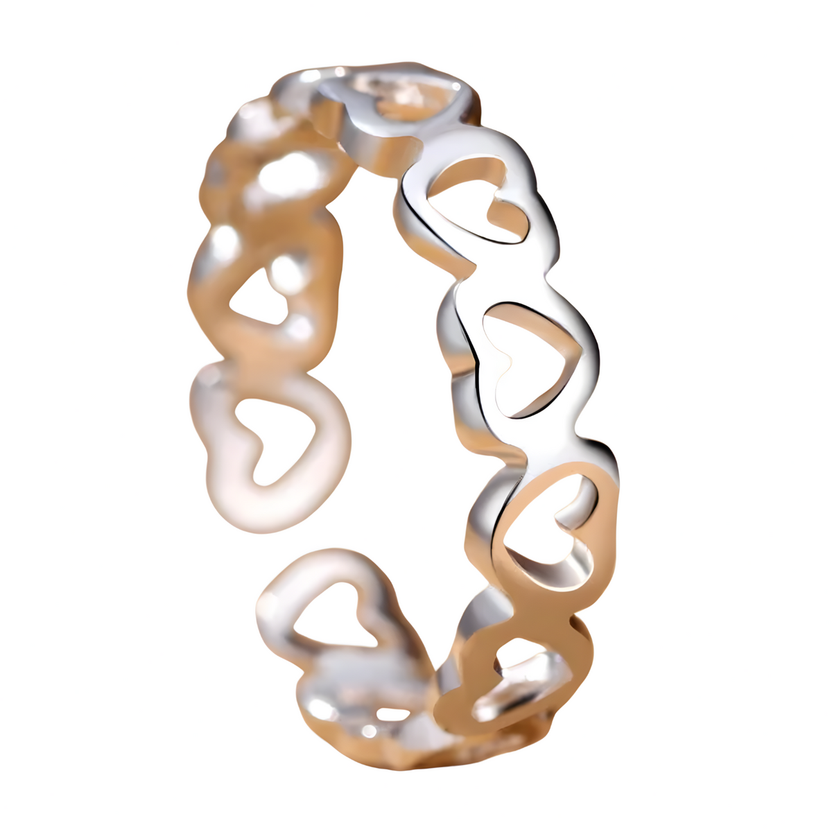Heart Pattern Adjustable Ring For Women Silver Colour Open Cuff Love Band 1778