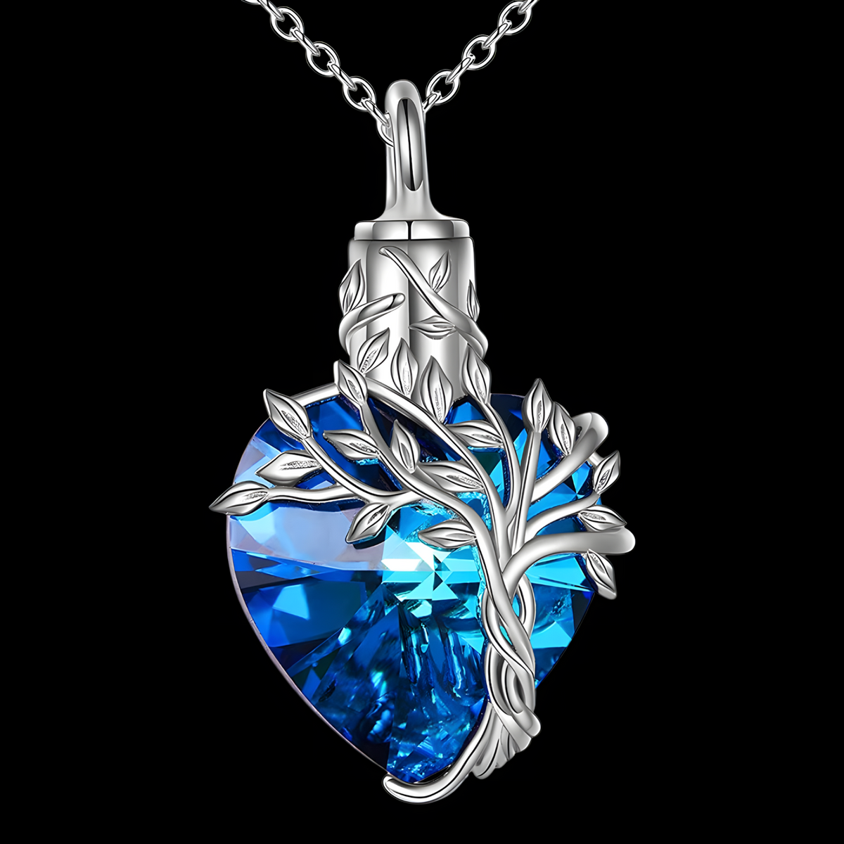 Heart Tree of Life Urn Necklace 925 Sterling Silver Ashes Memorial Unisex B92