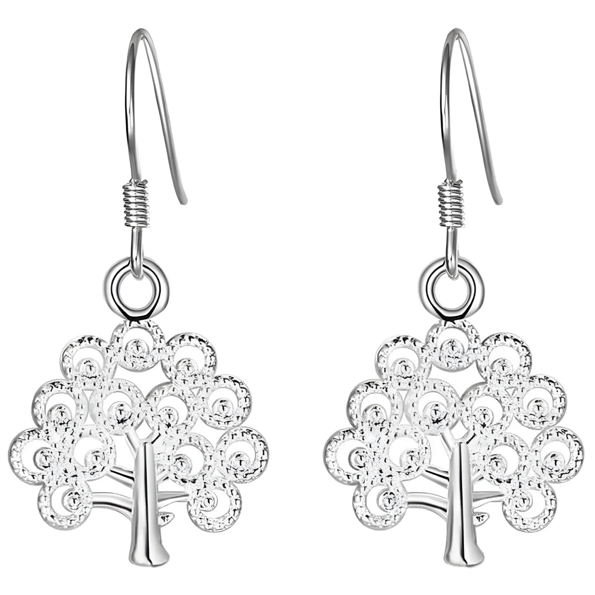 925 Sterling Silver Elegant Silver Dangle Earrings with French Wire Hooks 450