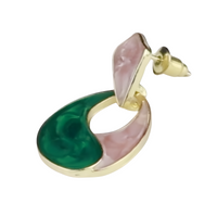 Waterdrop Statement Drop Earrings — Elegant Enamel Swirl Design, Gold Tone 1384