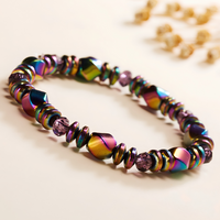 Luxury-Style Multicolour Magnetic Bead Bracelet - 18 cm Elastic Stretch 1819