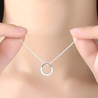 925 Sterling Silver Jewelry Round Zircon Pendants Necklaces Women Fine Semi 265