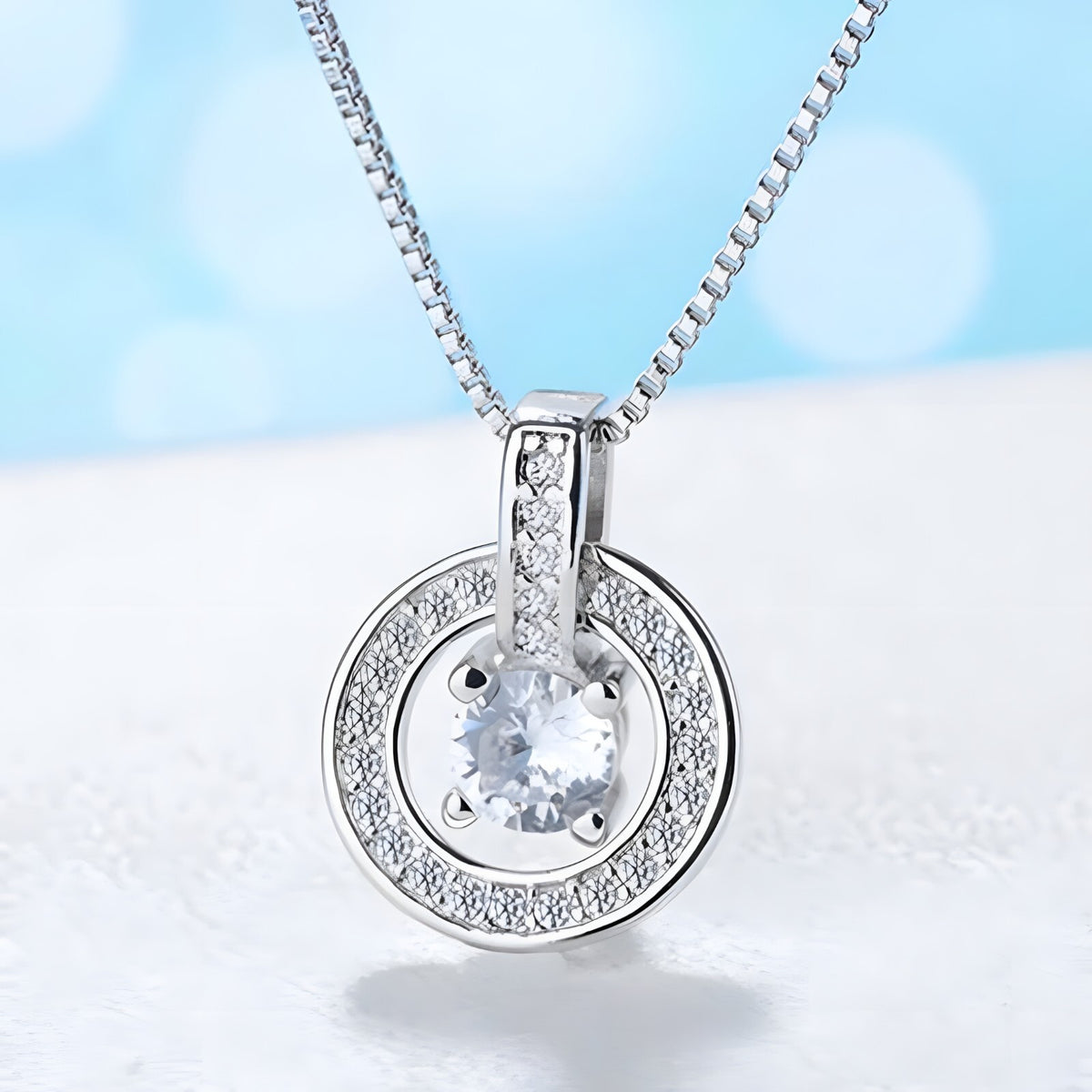 925 Sterling Silver Round AAA Zircon Pendant Necklaces Women Jewelry Dance 262