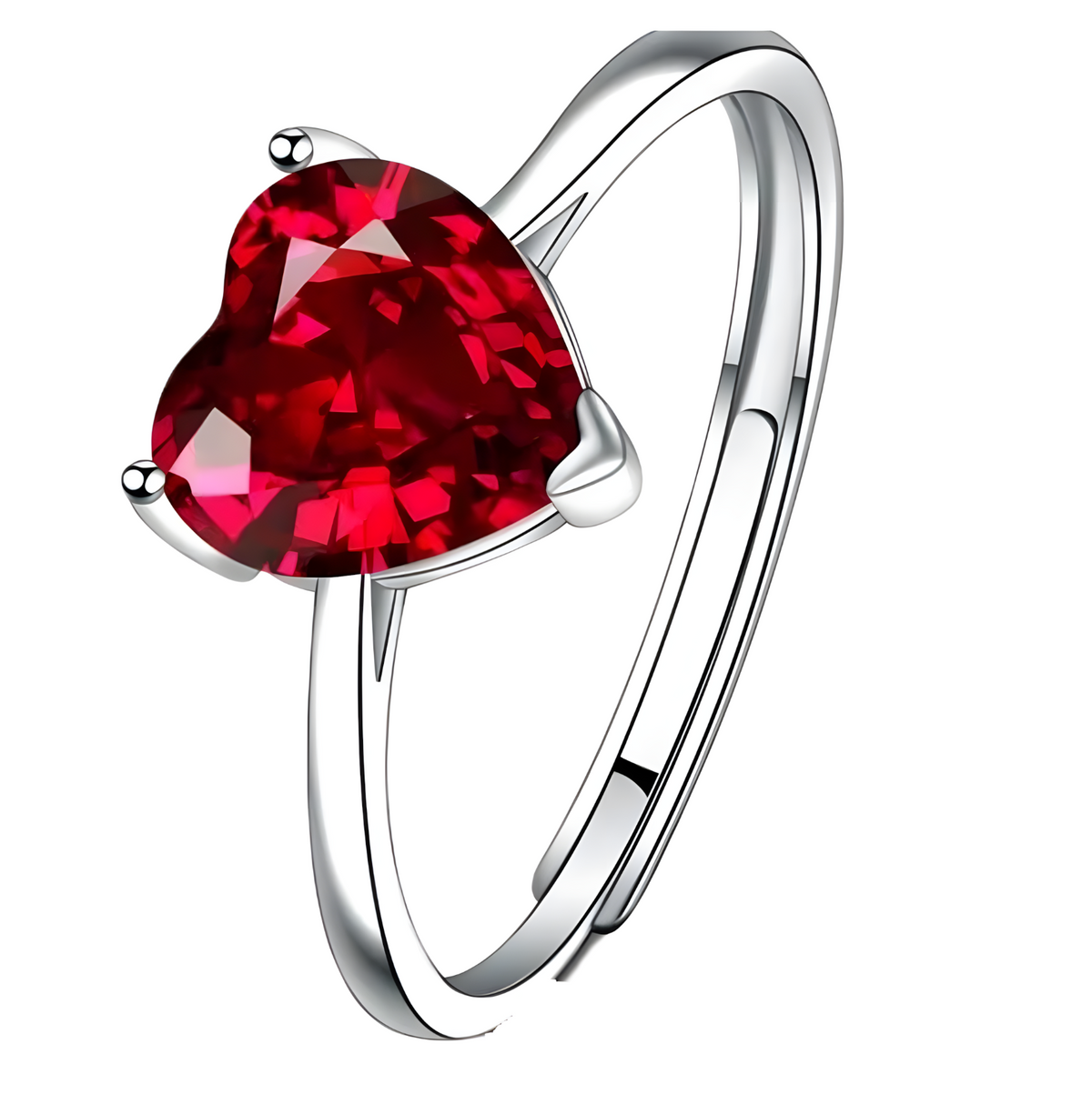 Sterling 925 Silver Heart Crystal Necklace Earrings Ring Set Her Gift Red B33