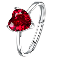 Sterling 925 Silver Heart Crystal Necklace Earrings Ring Set Her Gift Red B33