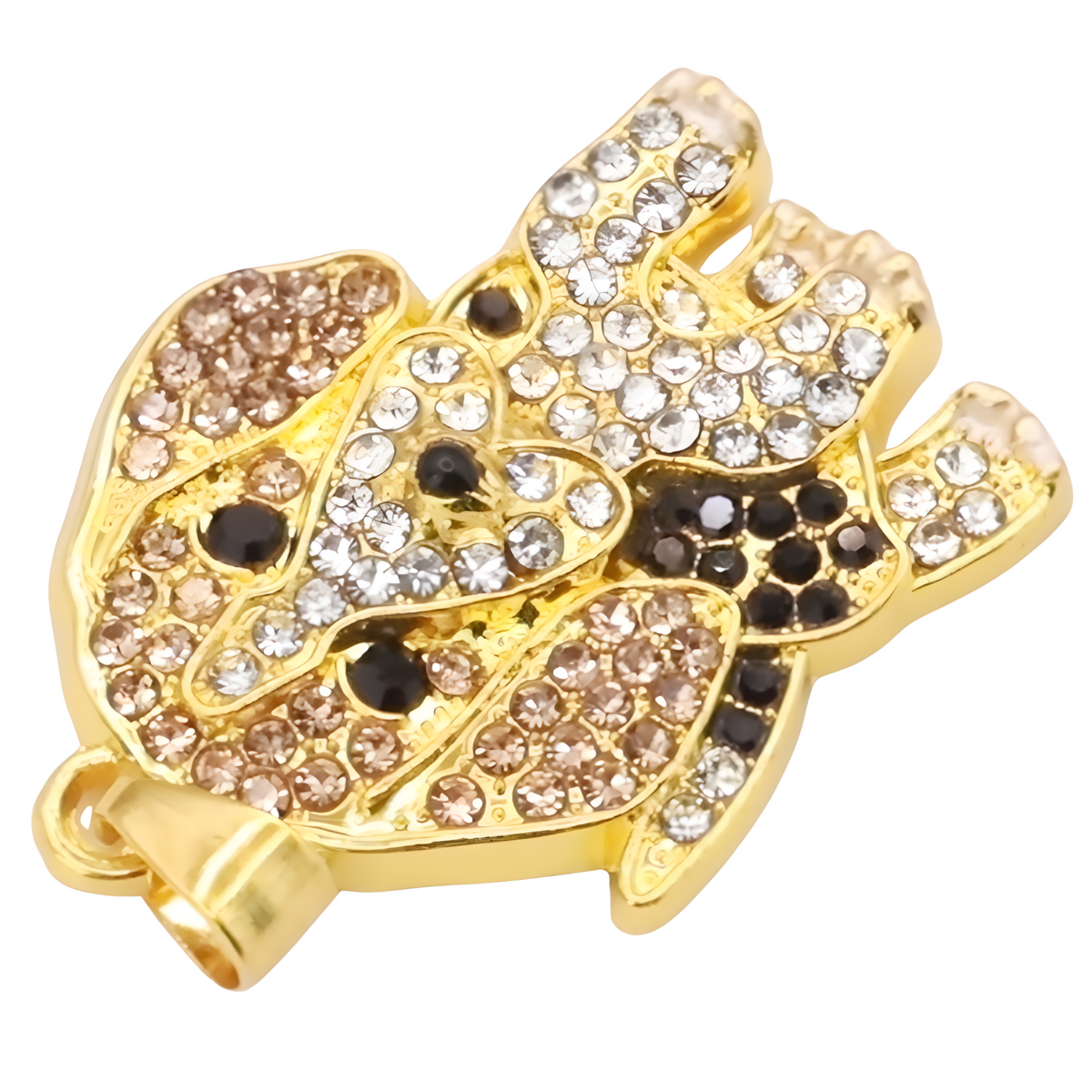 Gold Plated Beagle Pendant Necklace with Cubic Zirconia Crystals, Animal  B230