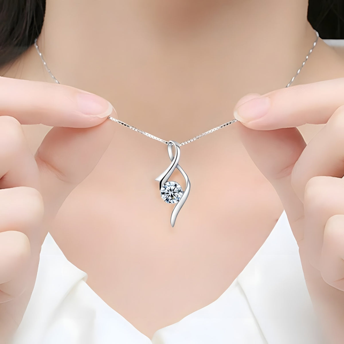 Sterling Silver Infinity Twist Pendant Necklace for Women Real 925 Box Chain 290