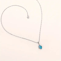 Unified Jewellery® Elegant Aquamarine Teardrop Pendant Necklace | 925 Silver 15