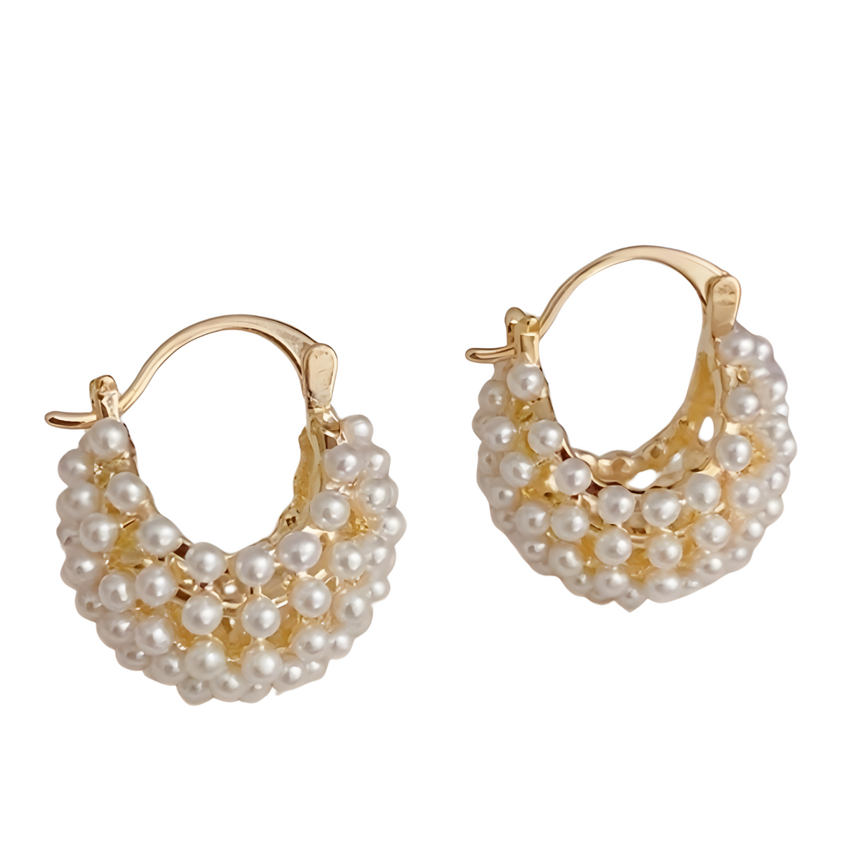Chunky Hoop Earrings | Irregular Bubble Faux Pearl Cluster Stud Eardrops 566