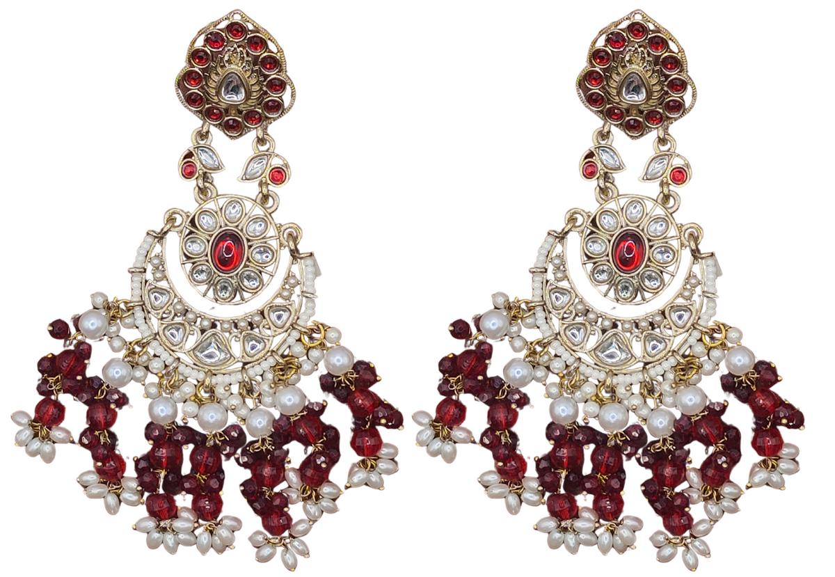 Elegant Bollywood Inspired Gold Kundan Earrings - Traditional Indian Jewelry 204
