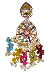 Elegant Bollywood Inspired Gold Kundan Earrings - Traditional Indian Jewelry 246