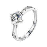 Women's Adjustable Round Brilliant Zircon Engagement Ring, Cathedral Pave 1620