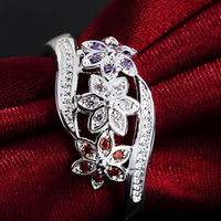 Unified Jewellery Premium Multicolour Crystal Floral Adjustable Ring 1840
