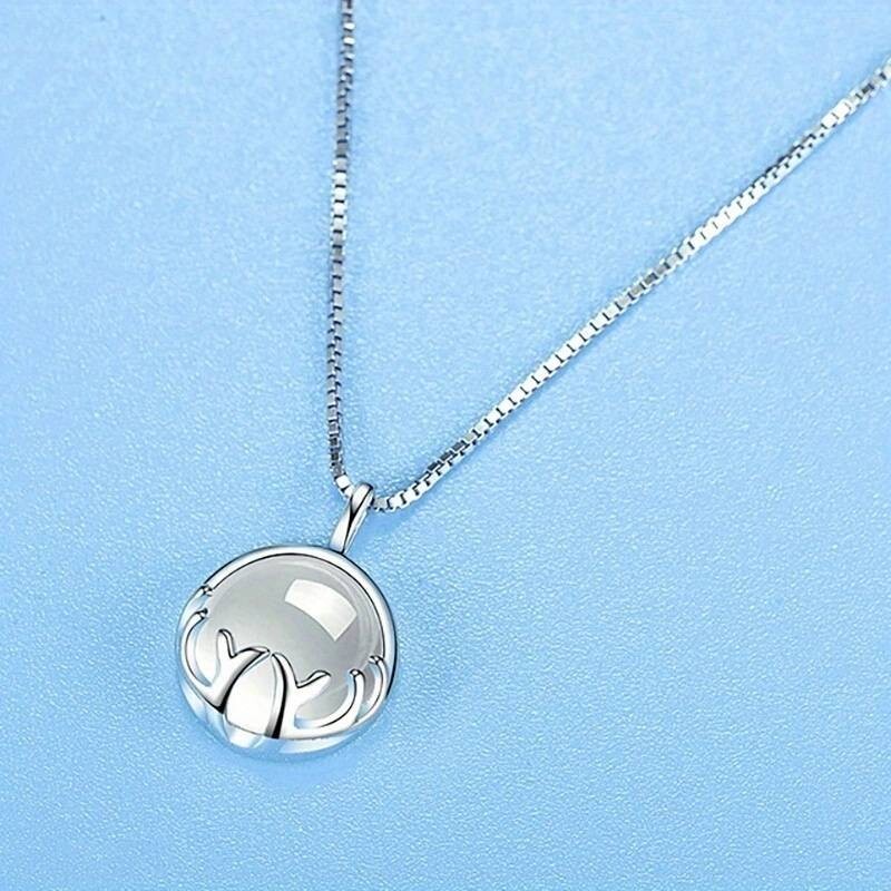 925 Silver Plated Moonstone Antler Pendant Necklace - Romantic Jewelry Gift 68