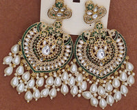 Elegant Bollywood Inspired Gold Kundan Earrings - Traditional Indian Jewelry 222