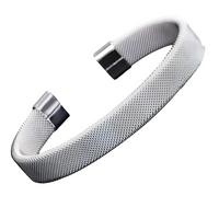 Wide Mesh Cuff Bracelet for Women - Adjustable Open Bangle, 6.5cm Diameter 1813