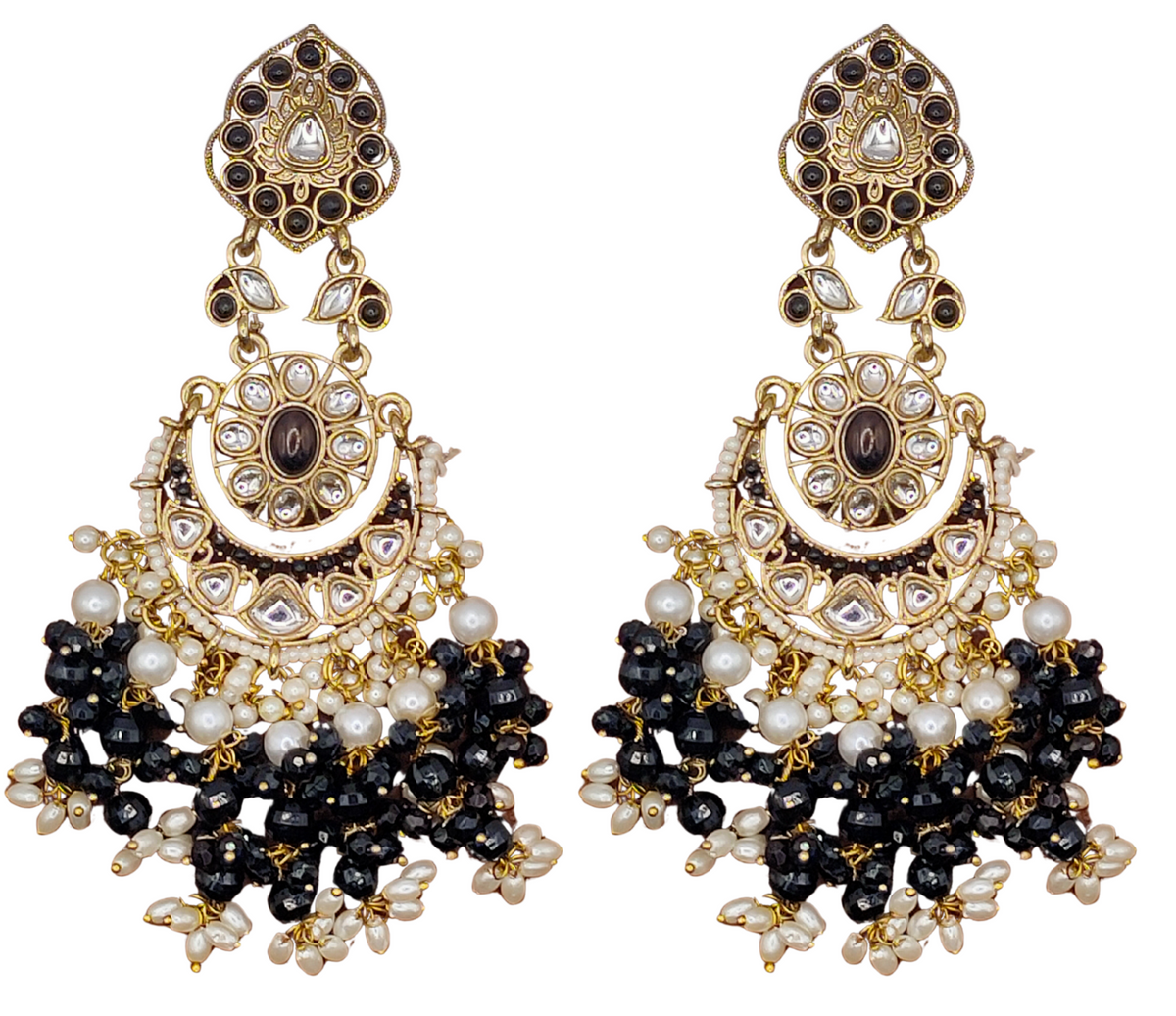 Elegant Bollywood Inspired Gold Kundan Earrings - Traditional Indian Jewelry 249