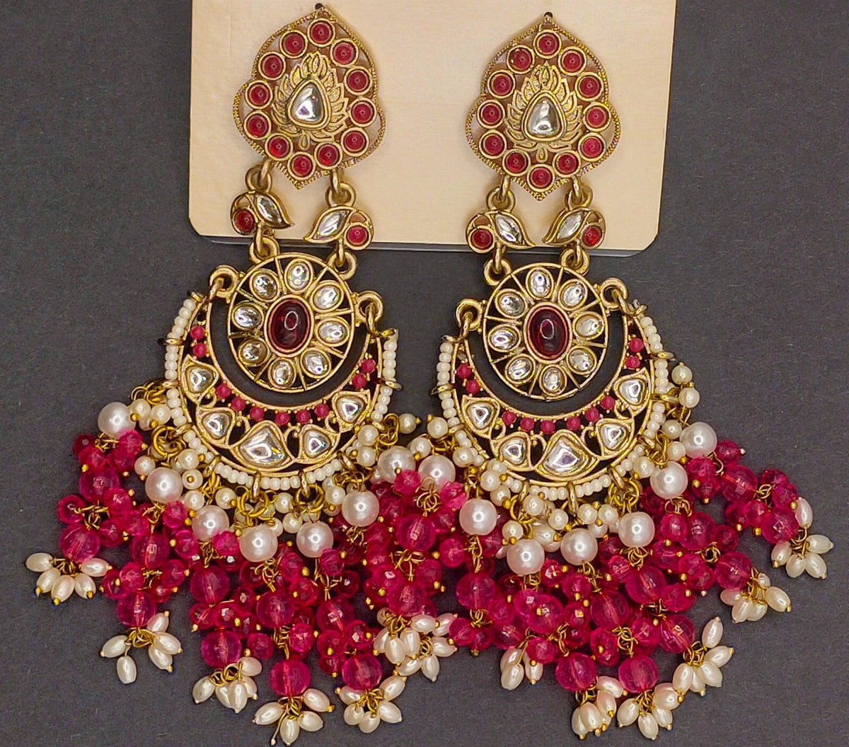 Elegant Bollywood Inspired Gold Kundan Earrings - Traditional Indian Jewelry 206