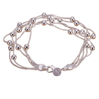 925 Sterling Silver Multi-Strand Snake Chain Bracelet Smooth Round Beads 416