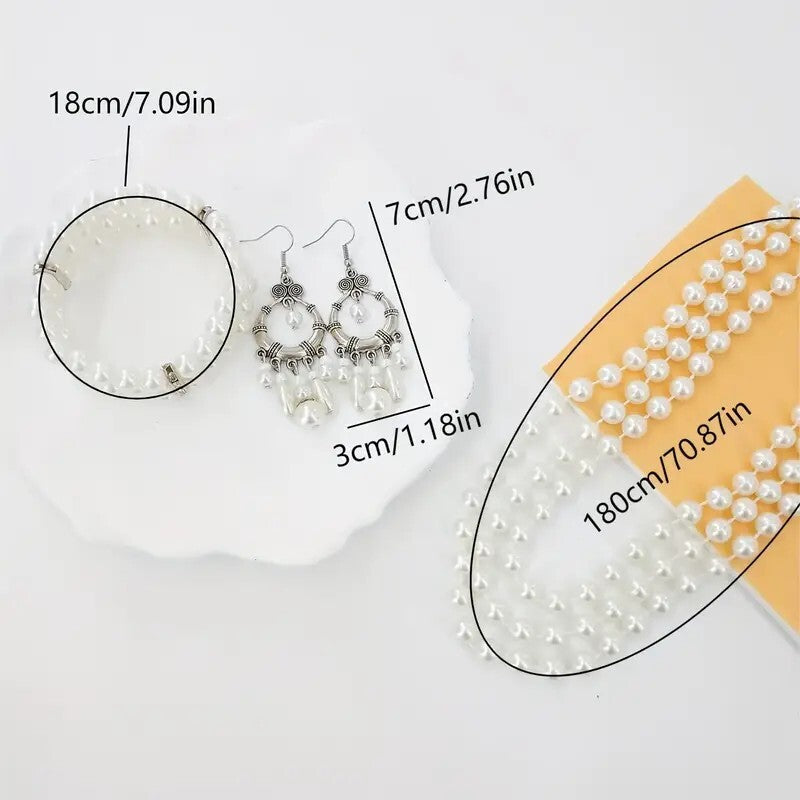 4pcs Necklace Earrings Plus Bracelet Luxury Jewelry Set Made Of Milky Stone 101