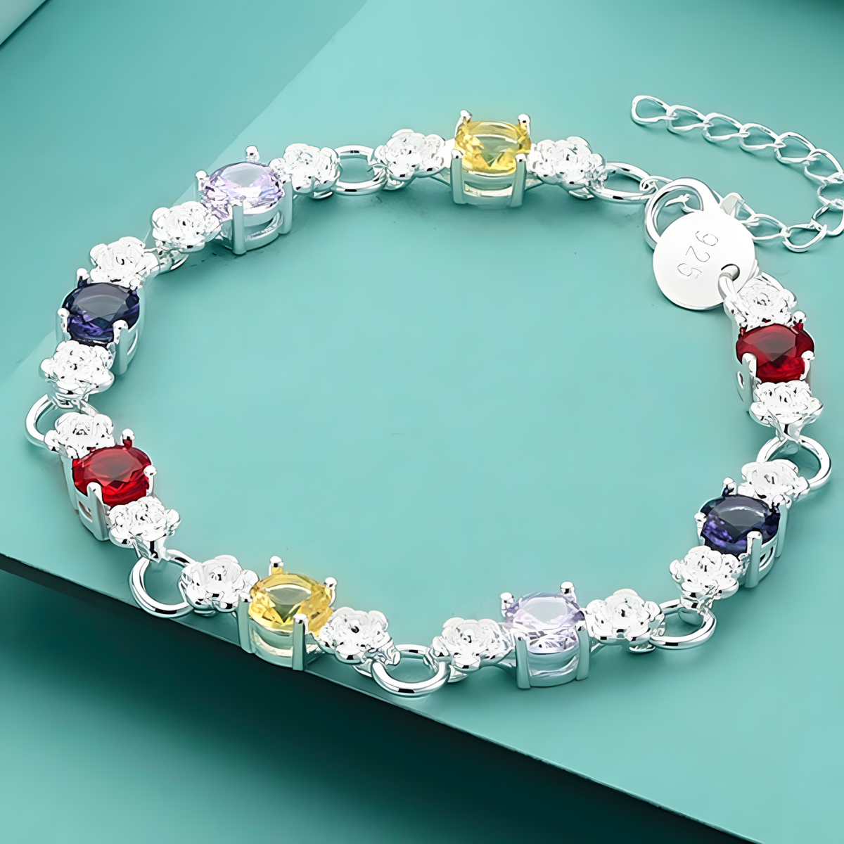UnifiedJewellery Premium Multicolour Crystal Bracelet 20cm Adjustable Women 1828