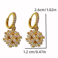 Elegant Zirconia and Faux Pearl Pendant Earrings for Teen Girls, Exquisite 111