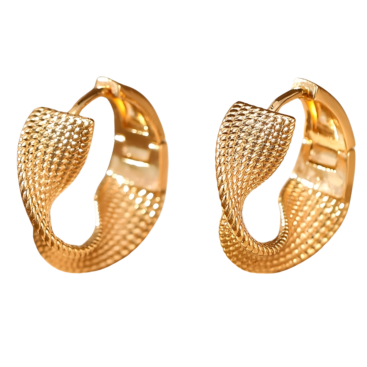 Lightweight Twisted Texture Hoop Earrings 1.4inch: 2024 New Trendy Gold 661